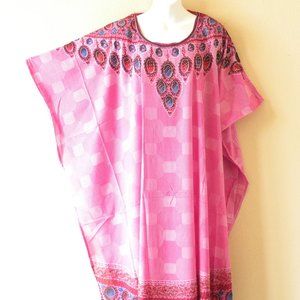 Pink Batwing Glitter Viscose Dolman Maxi Dress